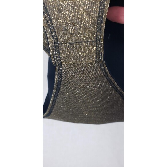 AllSaints Bodysuit Womens 6 Gold Metallic High Neck Racerback Zip Back Shimmer - Picture 5 of 9
